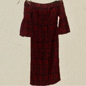 NWOT Cynthia Rowley Red & Black Off-the-Shoulder Lace Floral Dress Size 0
